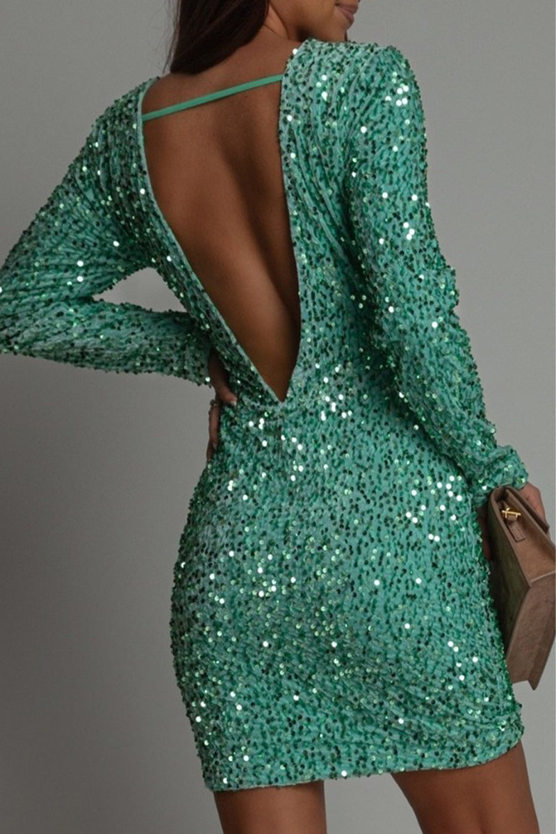 Chique backless glitter feestjurk