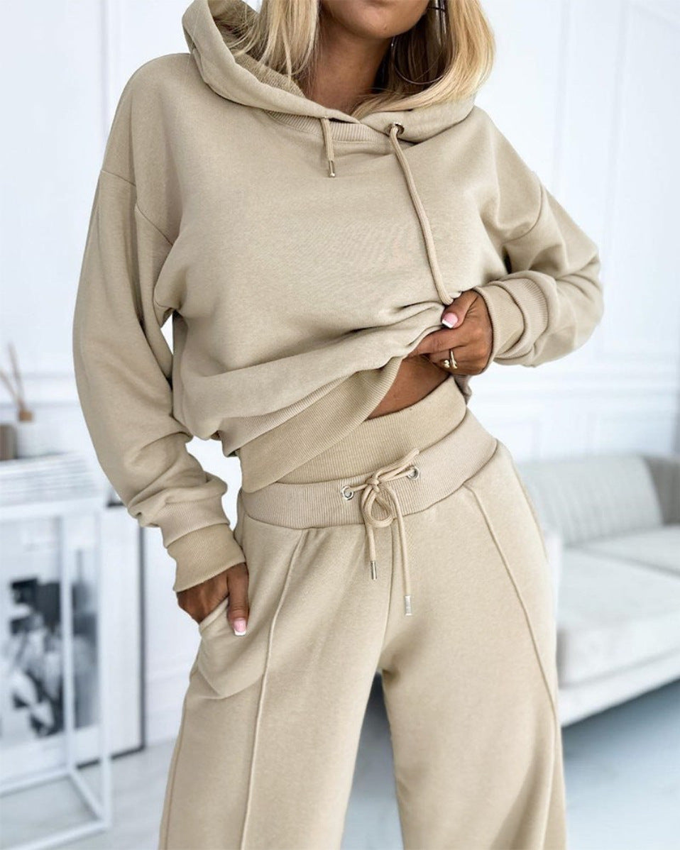 Patchwork Hoodie Sweater Two-Piece Set