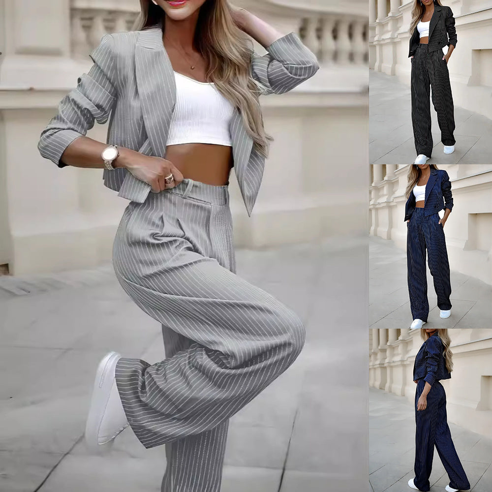 Casual gestreepte crop top & broek set