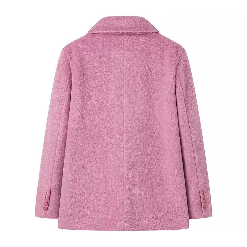 Women's Fashion Loose Lapels Wool Plush Coat