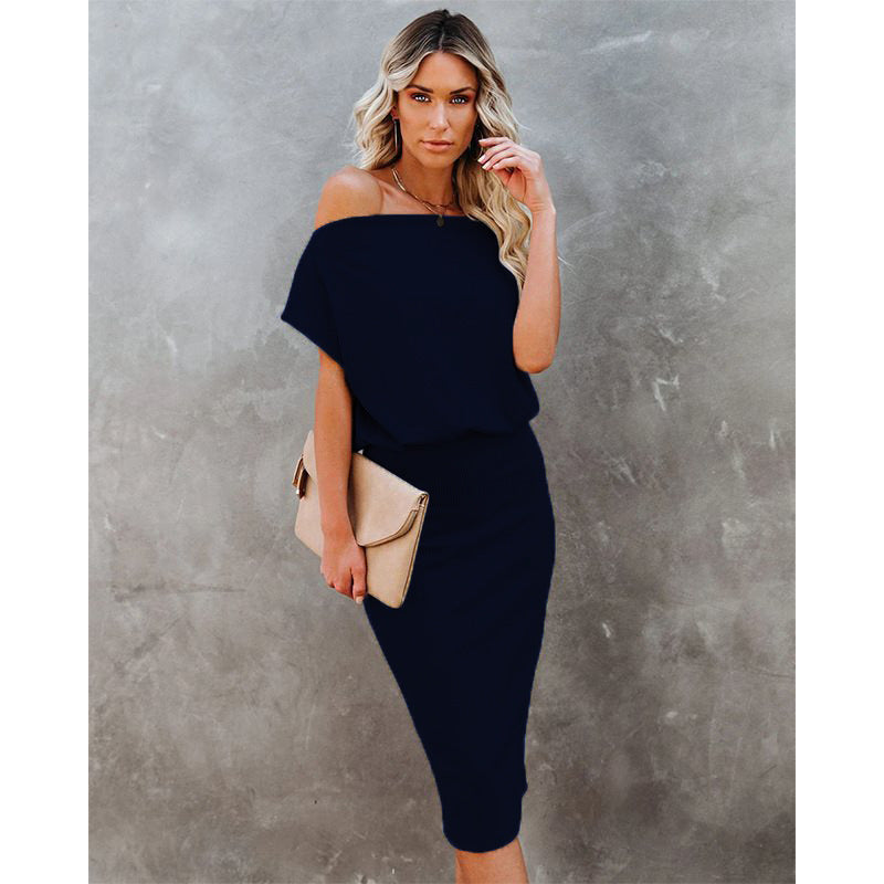 Casual Korte Mouw Off-Shoulder Aansluitende Jurk