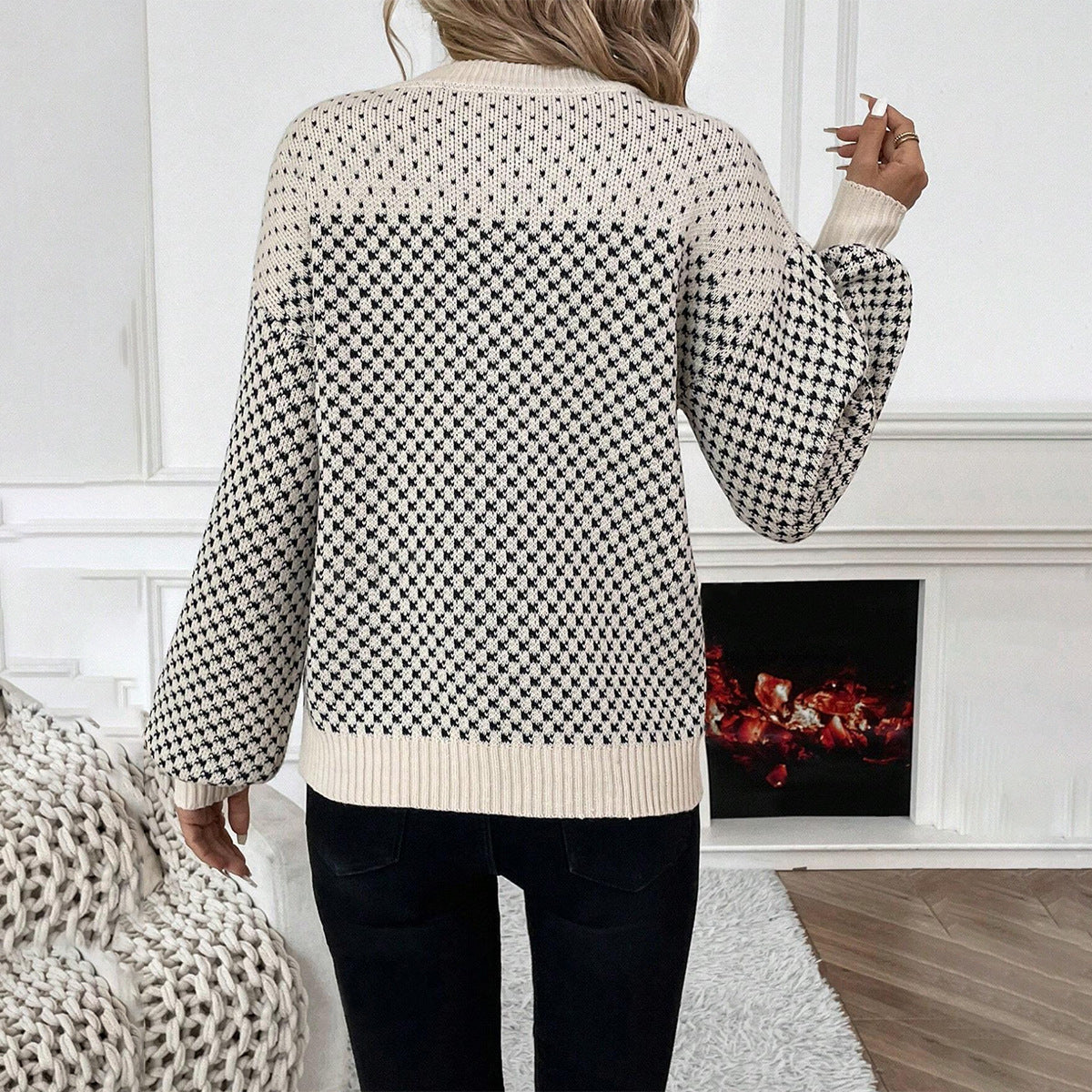 Losse pullover sweater met geometrisch patroon