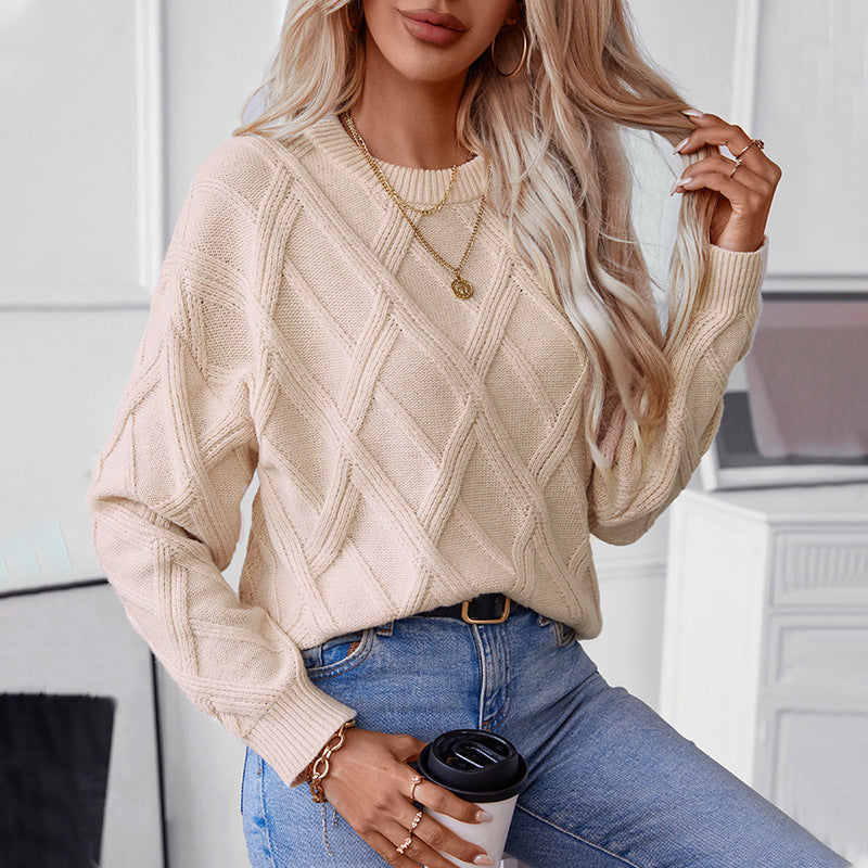 Diamant gebreide losse pullover